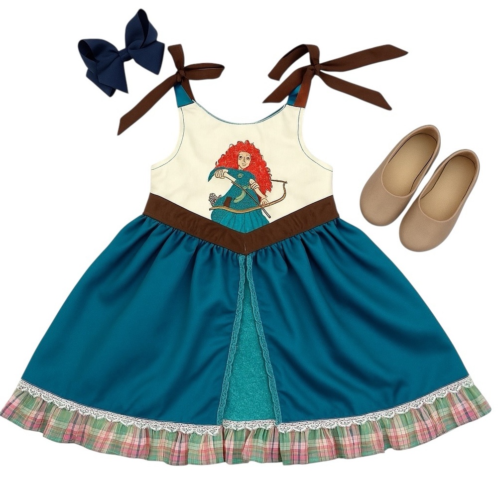 Handmade Disney Brave Merida Princess Blue Medieval Cosplay Dress Girls 6–7* EUC